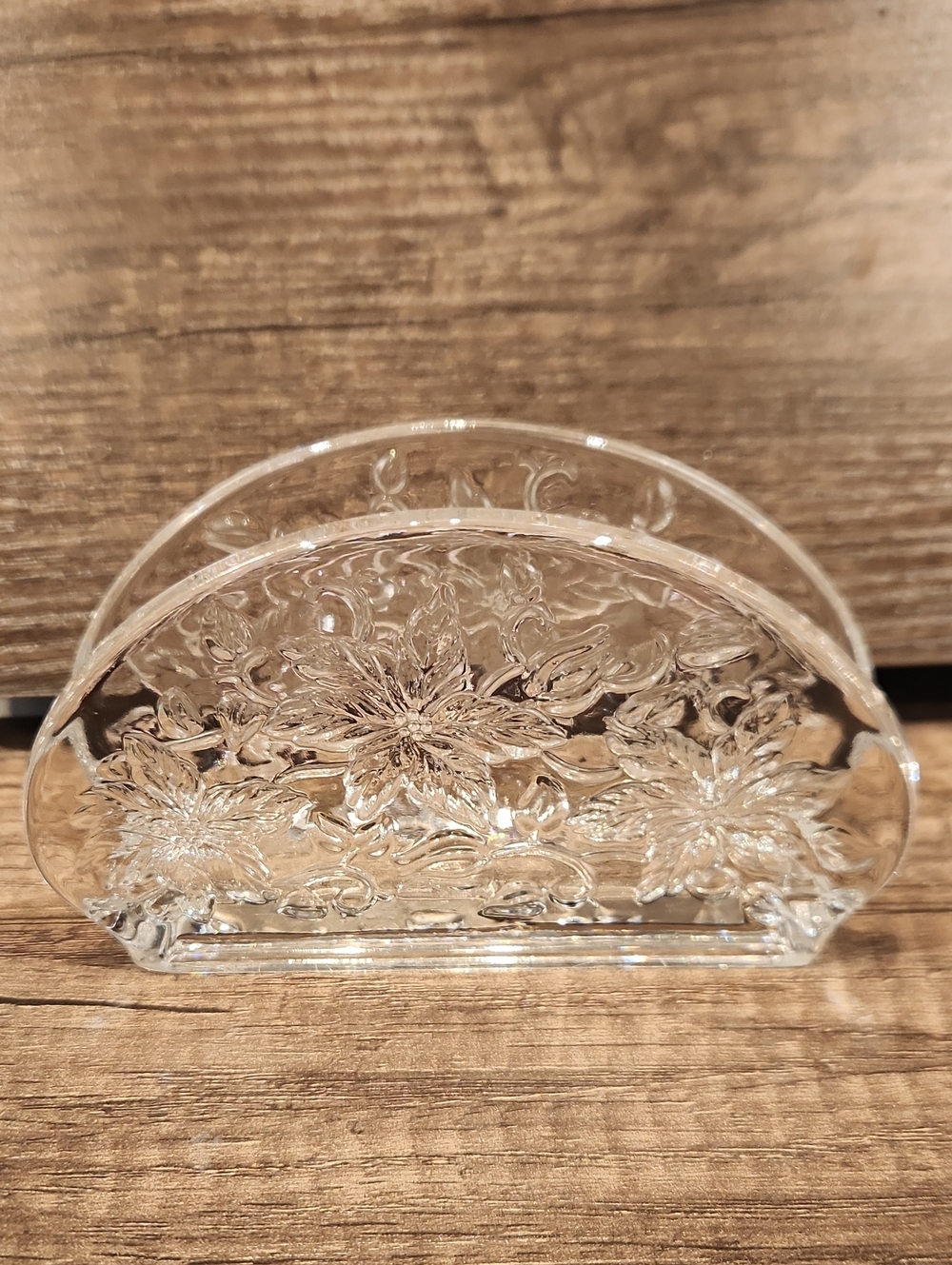 Like New Princess House Clear Floral Glass Napkin Holder